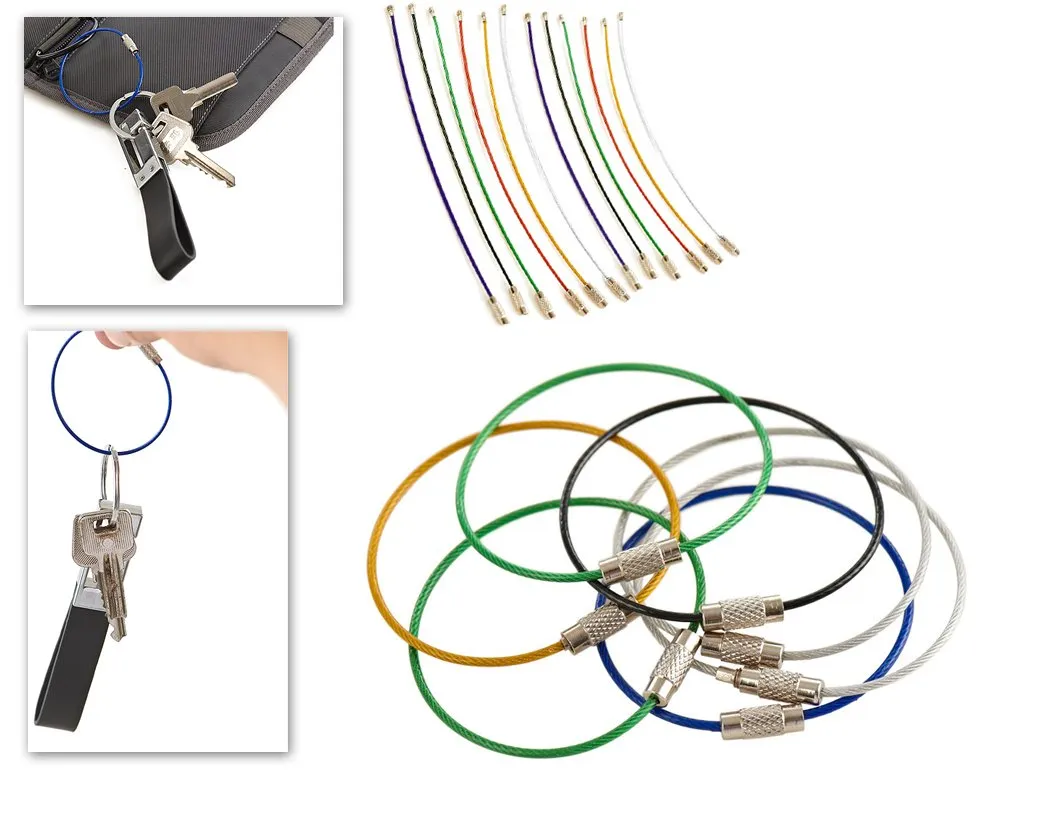 12 Pcs Multicolor Stainless Steel Wire Keychain