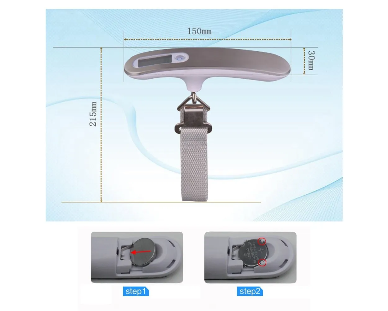 50kg x 0.1g Digital Luggage Scale with LCD Display