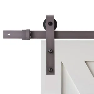 96 in. Classic Bent Strap Barn Style Sliding Door Track and Hardware Set