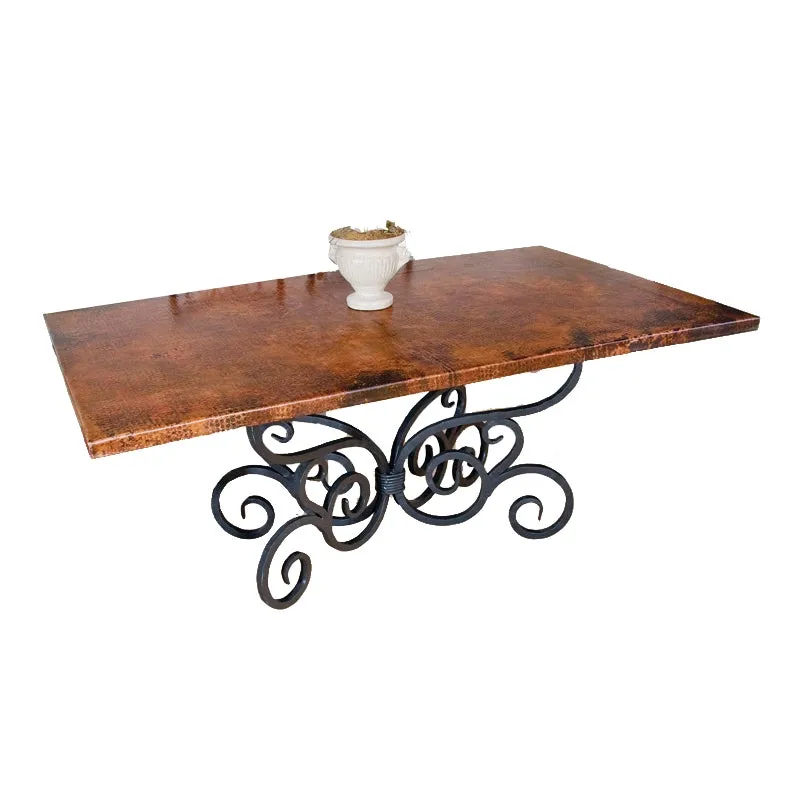 Alexander Dining Table with 42" x 72" Rectangle Copper Top