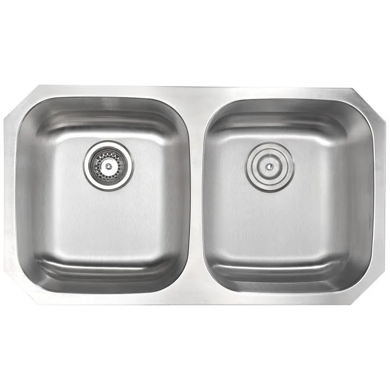 ANZZI MOORE Undermount 32 in. Double Bowl Kitchen Sink with Accent Faucet