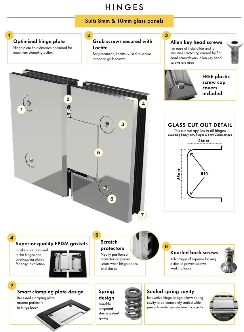 Brushed Nickel Frameless Wall to Wall Shower Screen with Dry Glaze U Channels