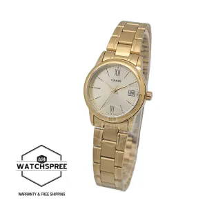 Casio Ladies' Standard Analog Gold Stainless Steel Band Watch LTPV002G-9B3 LTP-V002G-9B3