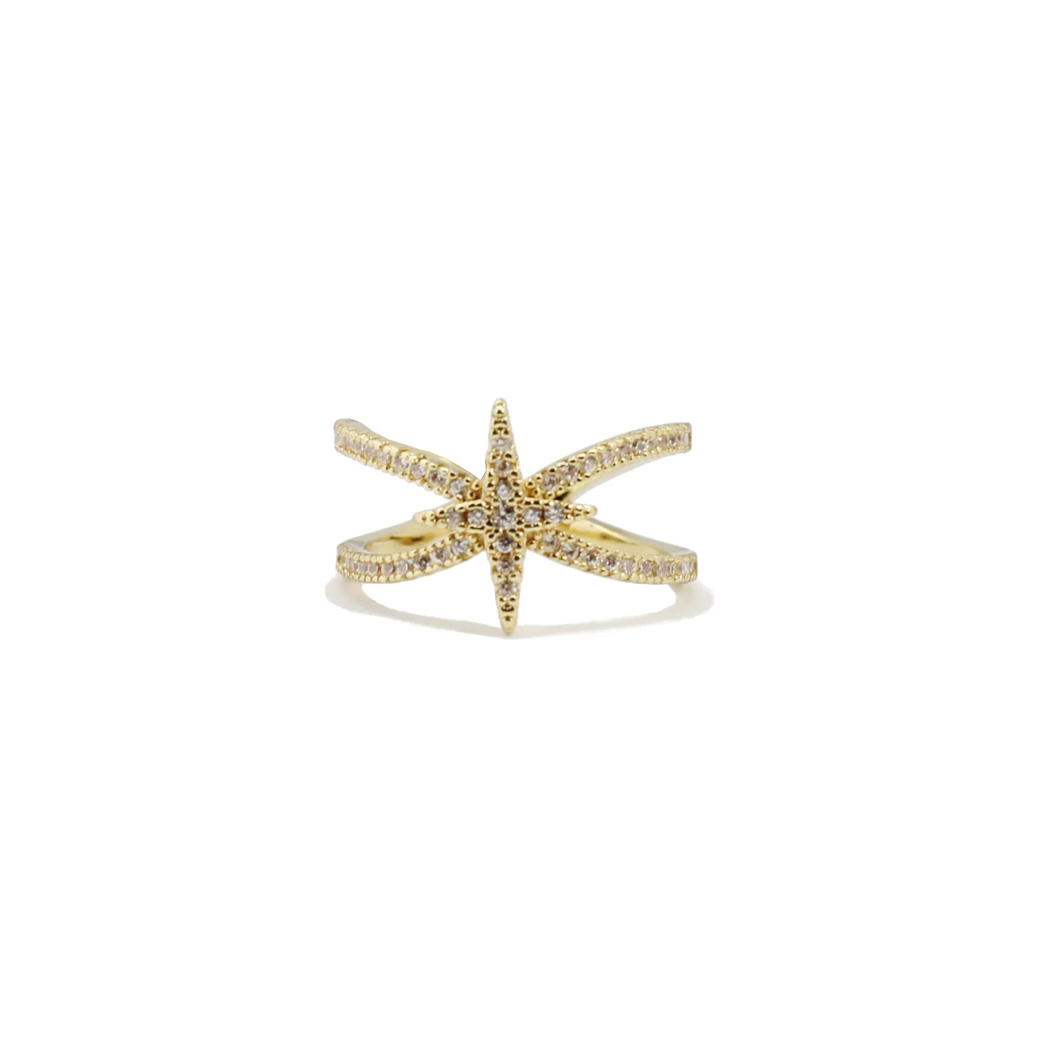 Crystal North Star Cuff Ring