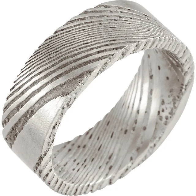 Damascus Steel Flat Patterned Band