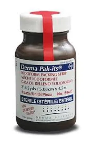 Derma Sciences 59245 Derma Sciences Pak-Its Gauze Packing Strips Iodoform With Strip Delivery System 1/2" x 5 Yards