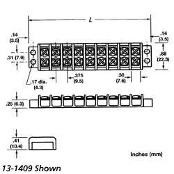 Dual Row Barrier Strip, 30A Max, 14 Poles