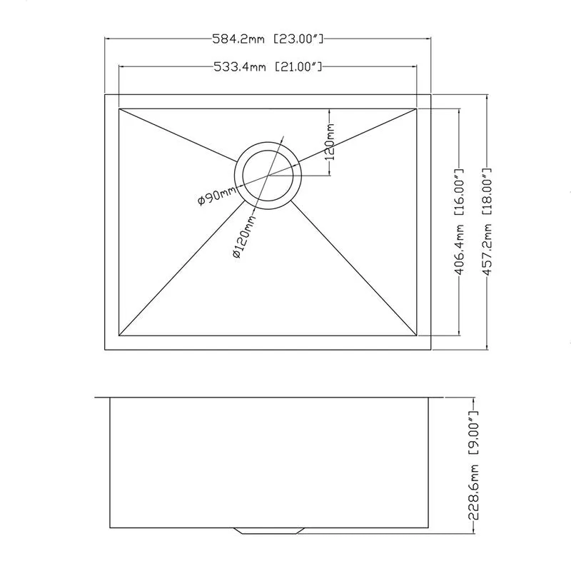 Fablise Premium Stainless Steel Single Bowl Undermount 23'' x 18'' x 9'' Handmade Kitchen Sink with Accessories