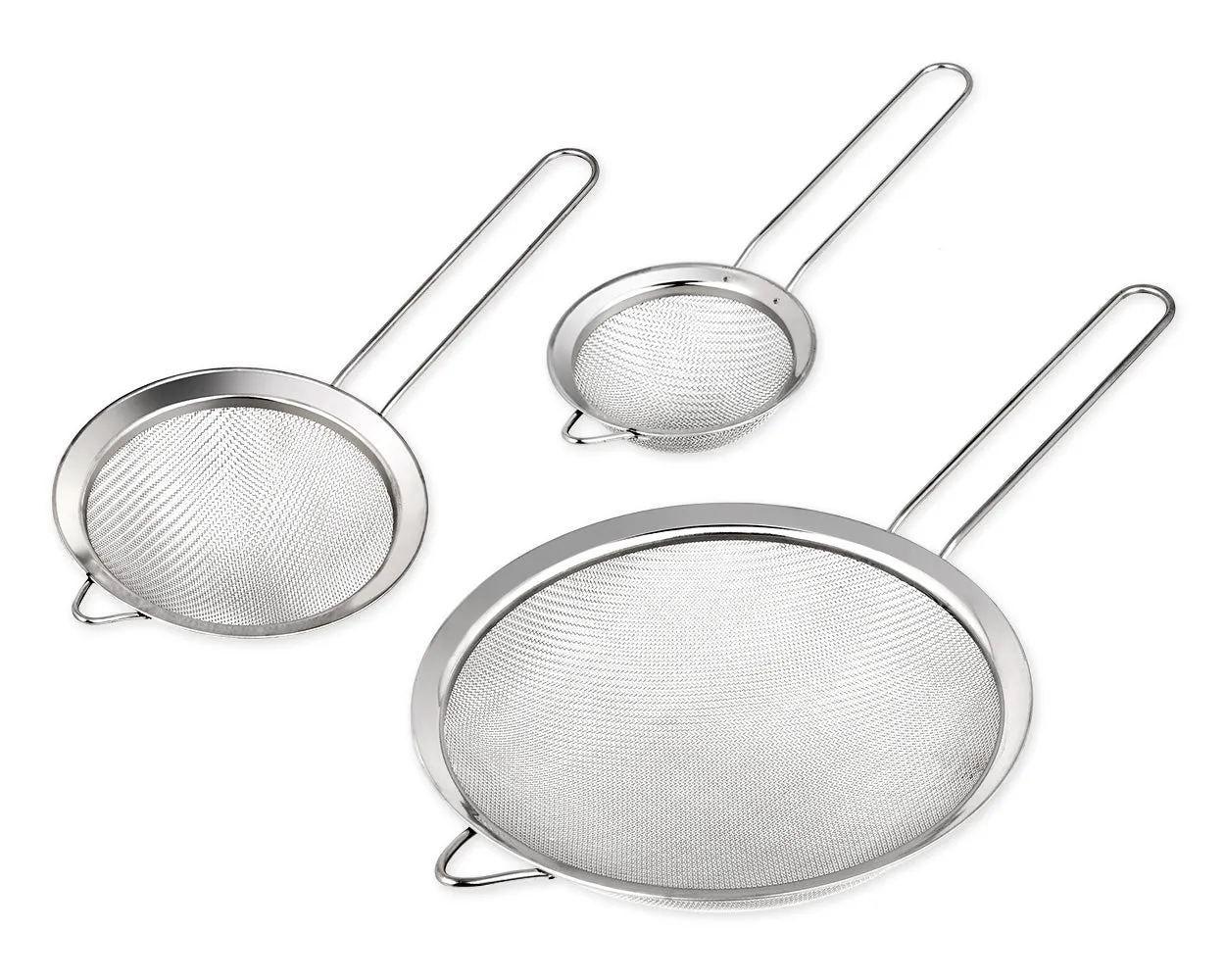 Fine Mesh Strainer 3 Pieces Stainless Steel Kitchen Sieve with Handle