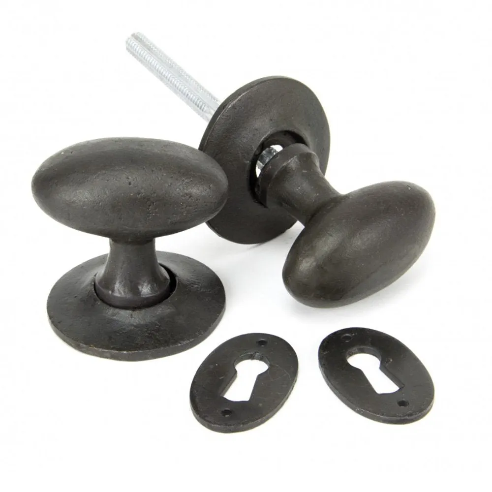 Forged Black Beeswax Oval Door Knobs