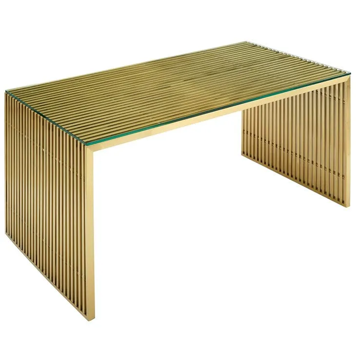 Gridiron Stainless Steel Dining Table Gold