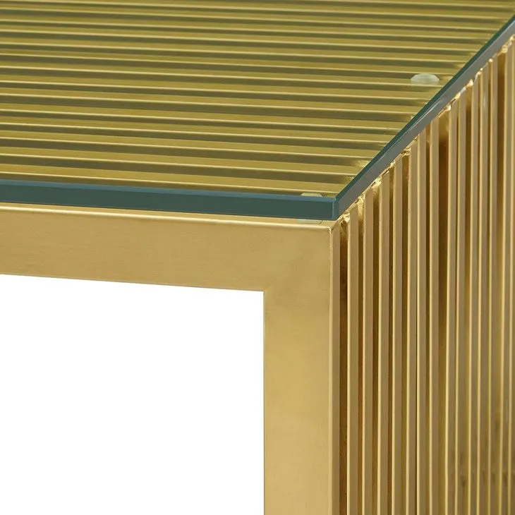 Gridiron Stainless Steel Dining Table Gold