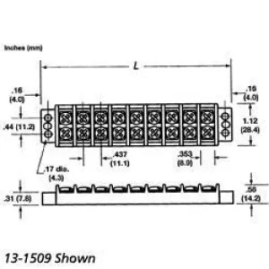 Heavy Duty Dual Row Barrier Strip, 30A Max, 5 Poles