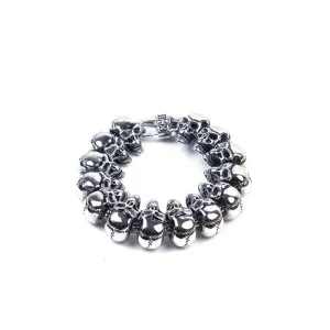 Heavy Duty Stainless Steel Bracelet With Skulls