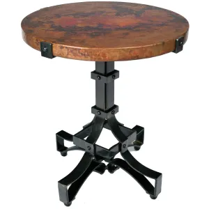 Iron Rivet Strap Accent Table with Hammered Copper Top