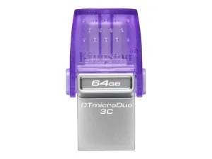 Kingston Usb-Stick Datatraveler Microduo 3C - Usb 3.2 Gen 1 (3.1 Gen 1) - 64 Gb - Purple/Stainless Steel