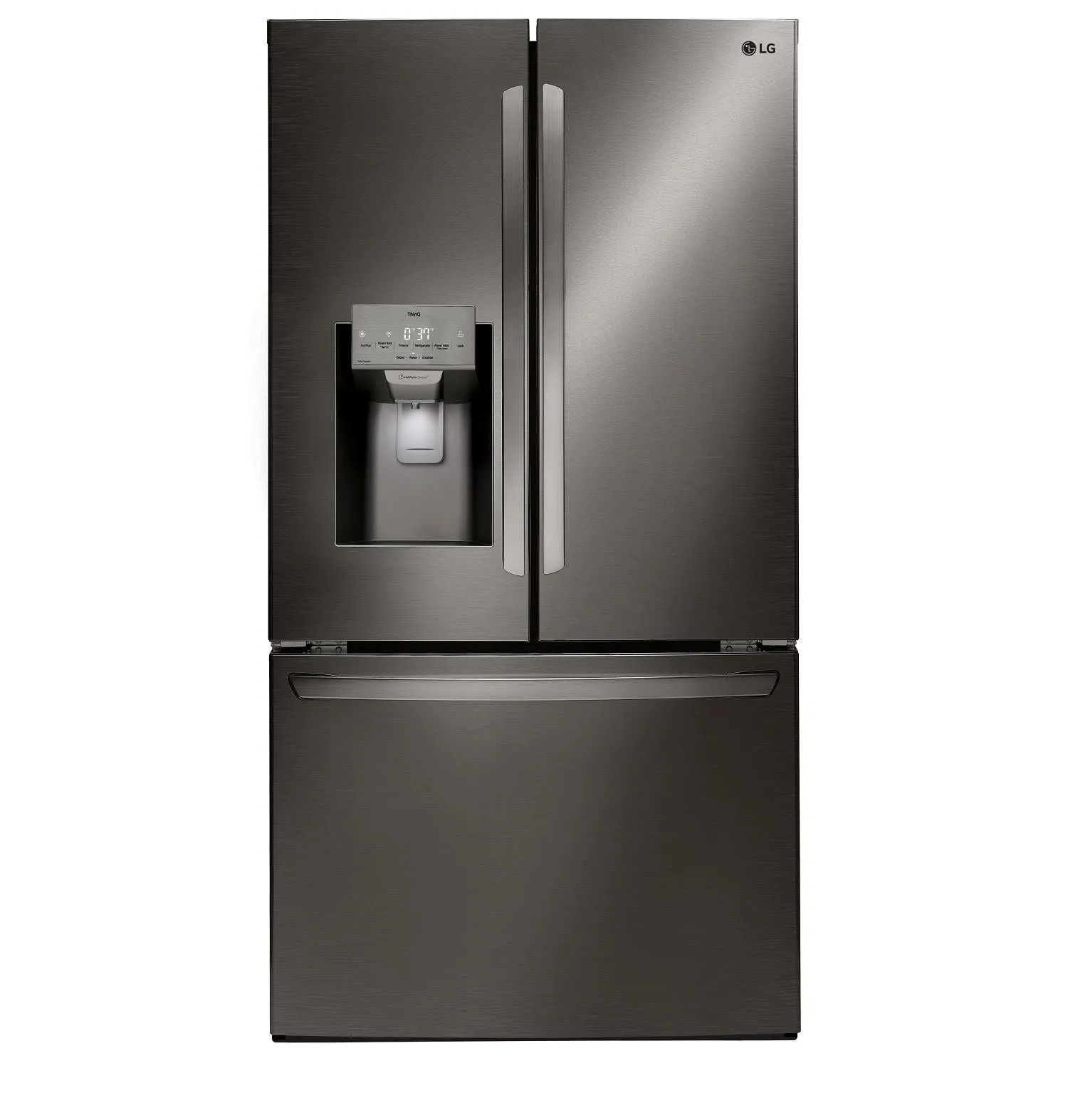 LG Smudge Resistant Black Stainless Steel 36" 28 Cu.ft French Door Refrigerator with Ice & Water Dispenser - LRFS28XBS