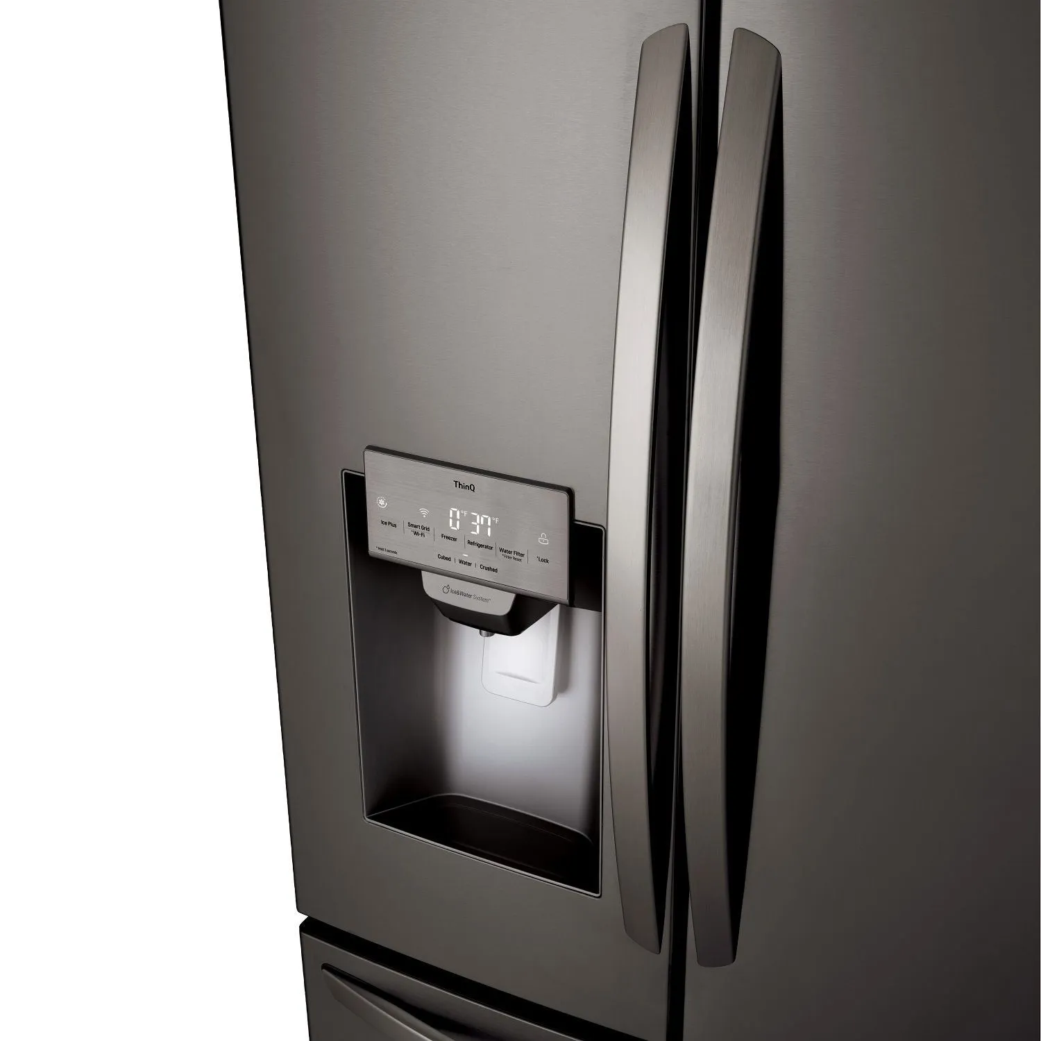 LG Smudge Resistant Black Stainless Steel 36" 28 Cu.ft French Door Refrigerator with Ice & Water Dispenser - LRFS28XBS