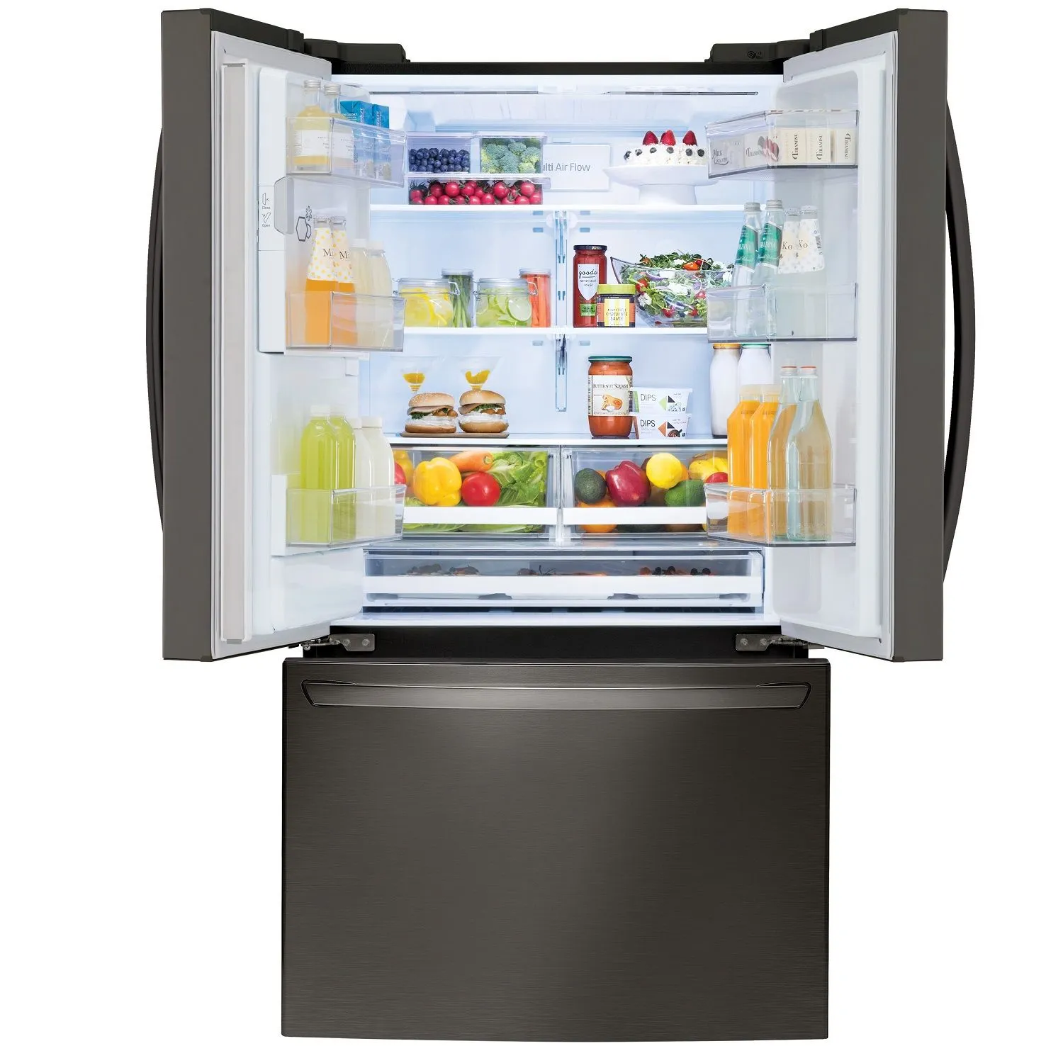 LG Smudge Resistant Black Stainless Steel 36" 28 Cu.ft French Door Refrigerator with Ice & Water Dispenser - LRFS28XBS