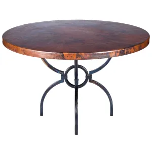 Logan Dining Table with 48" Round Hammered Copper Top