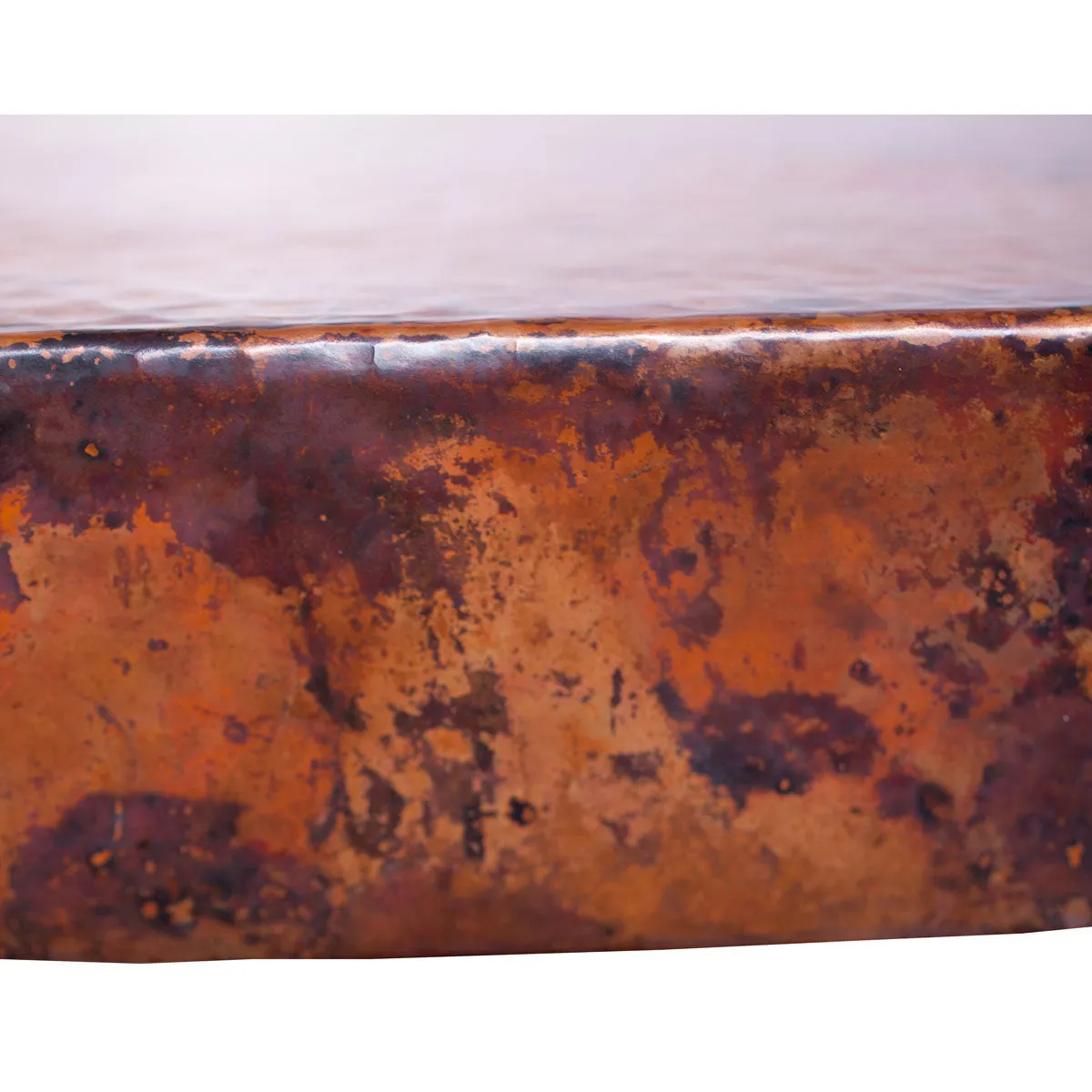 Logan Dining Table with 48" Round Hammered Copper Top