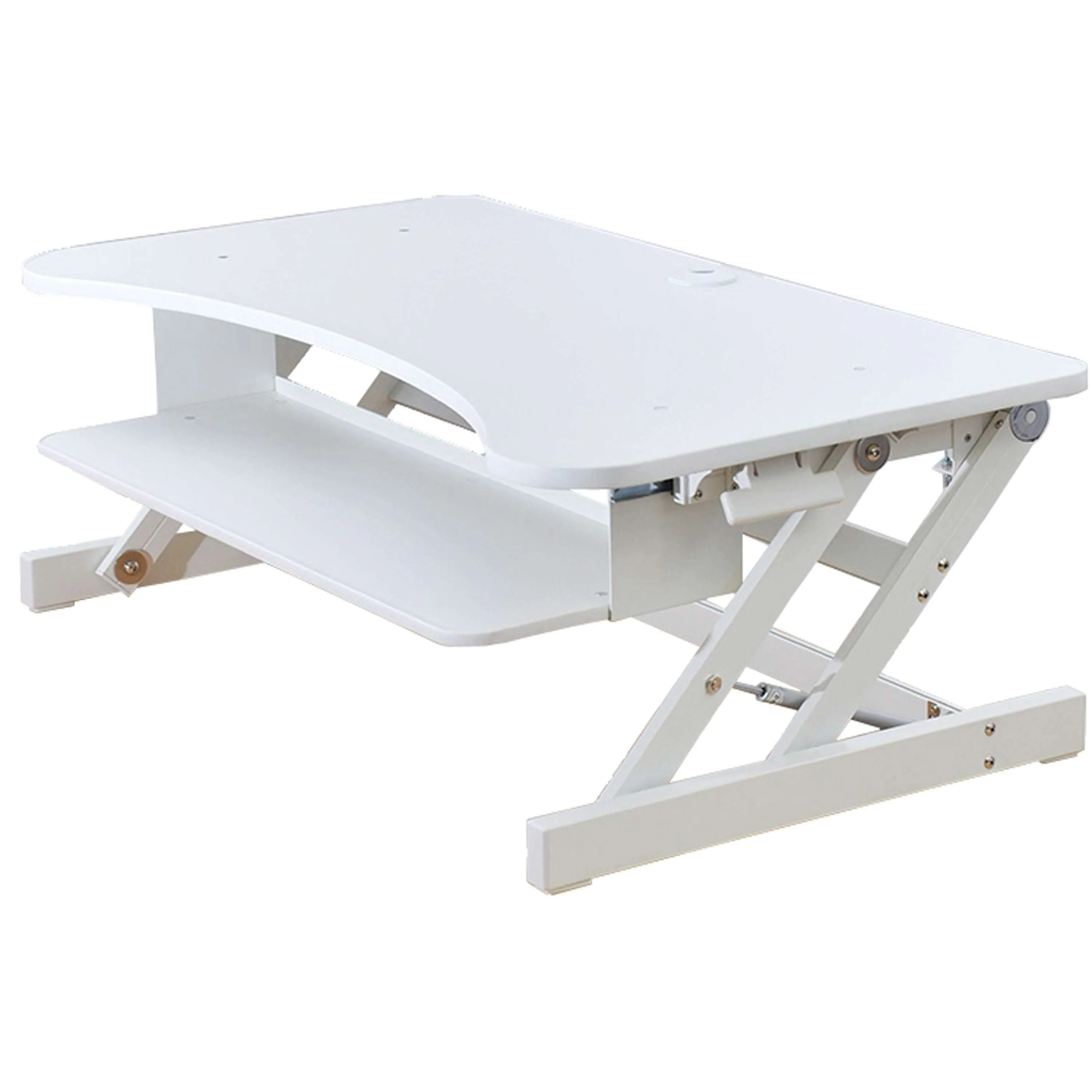 Lorell/Rocelco 37” Deluxe Height Adjustable Standing Desk Converter | Dual Monitor Riser | Gas Spring  | Large Retractable Keyboard Tray, R DADRW, White