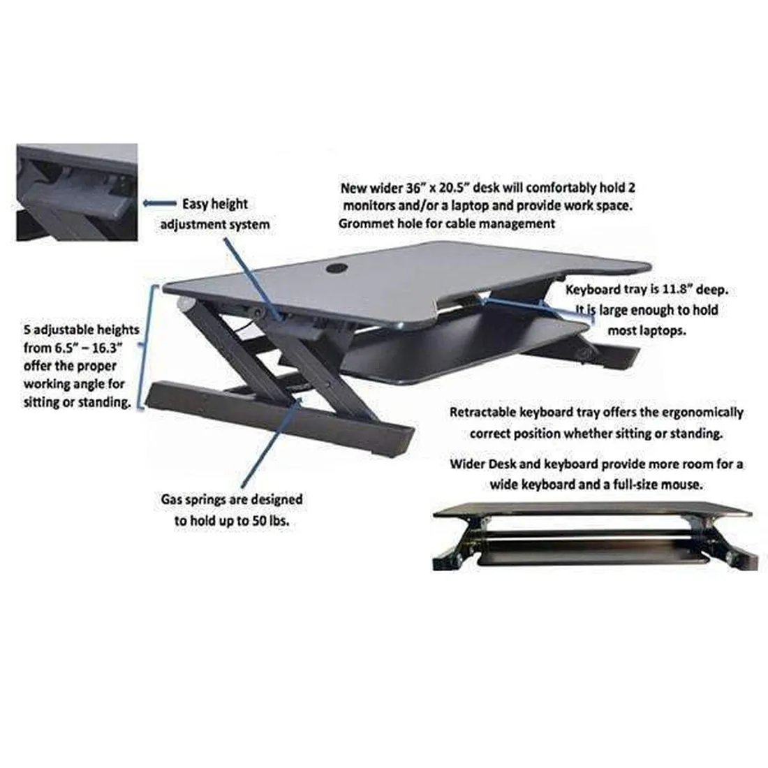 Lorell/Rocelco DADR Deluxe Height-Adjustable Desk Riser