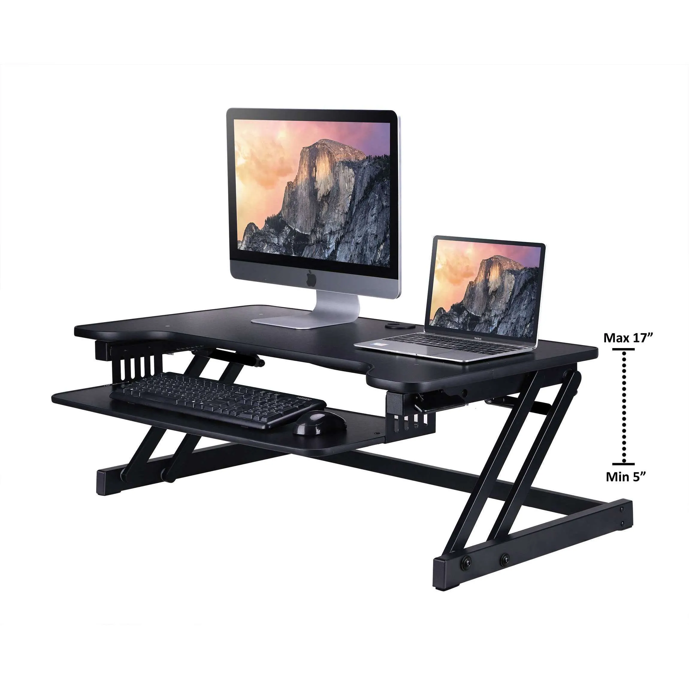 Lorell/Rocelco Deluxe Height-Adjustable Standing Desk Converter, Dual-Monitor Mount and Anti-Fatigue Mat BUNDLE, R DADRB-DM2-MAF, R DADRB-DM2-MAFM