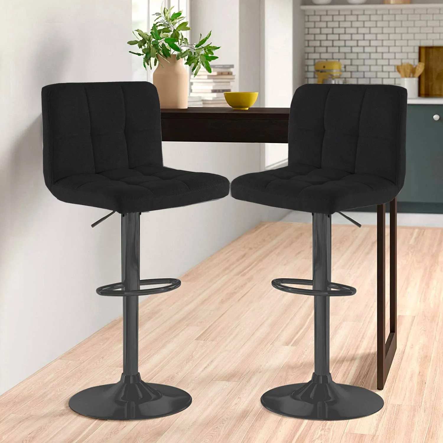 Matera Black Fabric Bar Stool