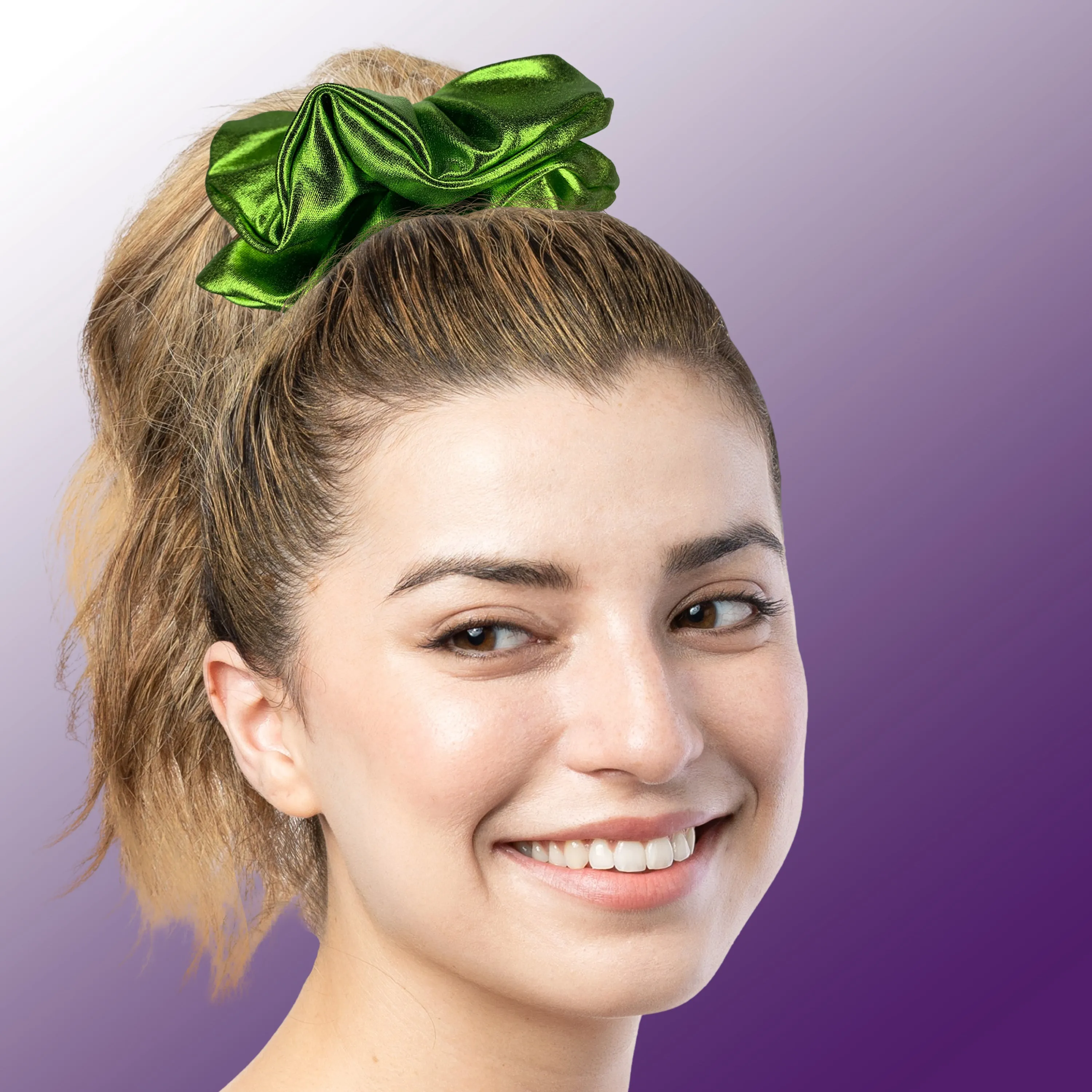 Metallic Scrunchies Available in 3 Sizes Made in the USA Lime