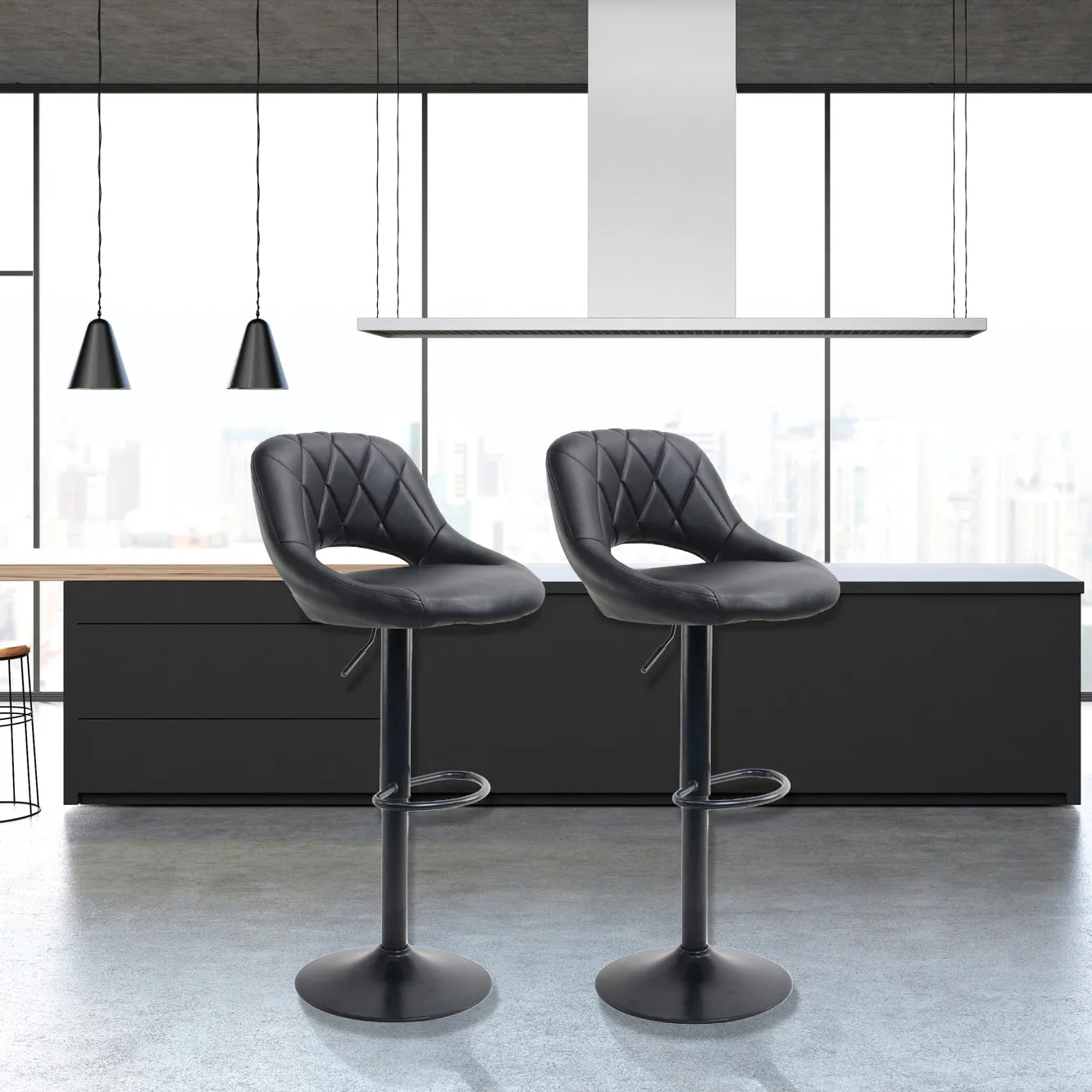 Neo Black Faux Leather Bar Stools