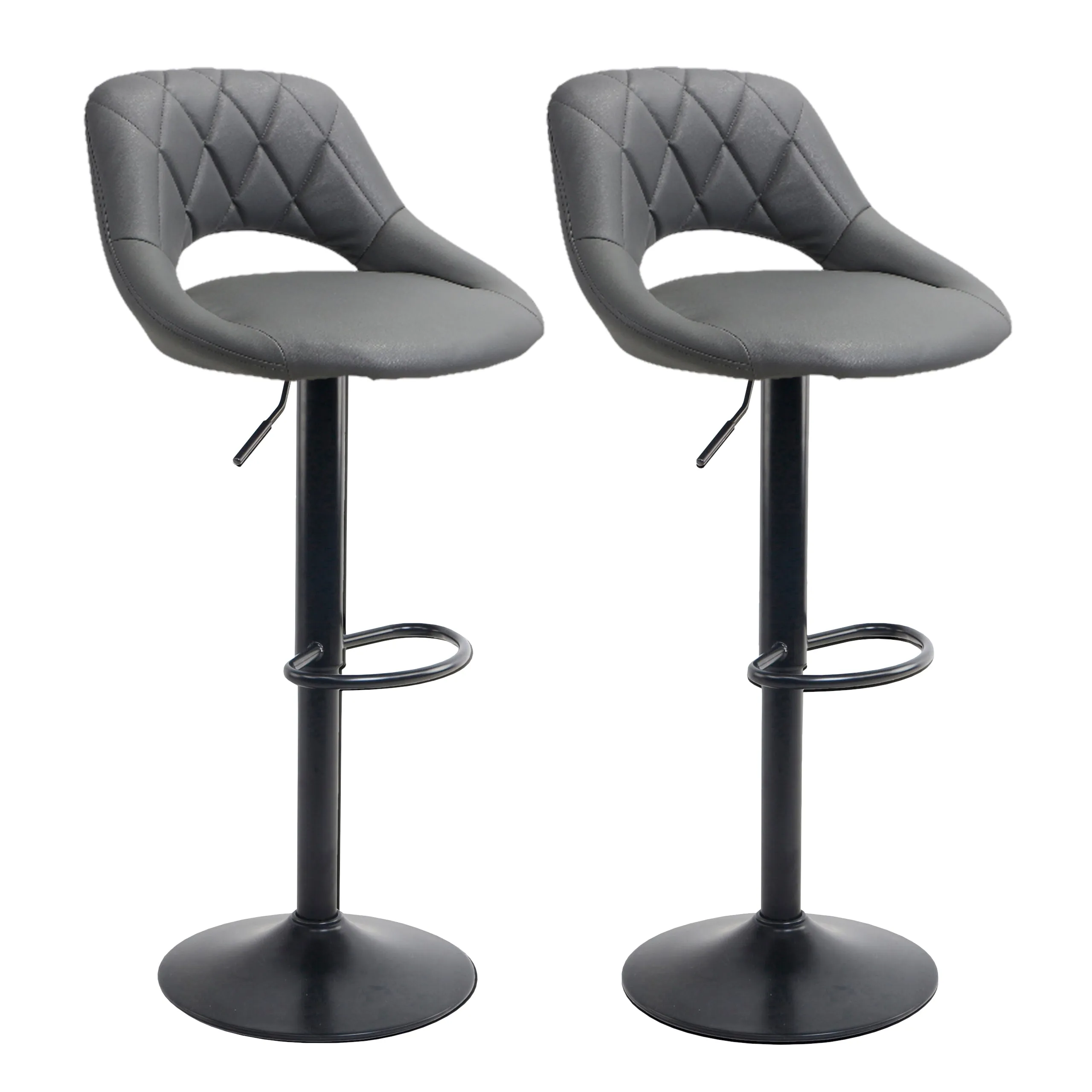 Neo Dark Grey Faux Leather Bar Stools