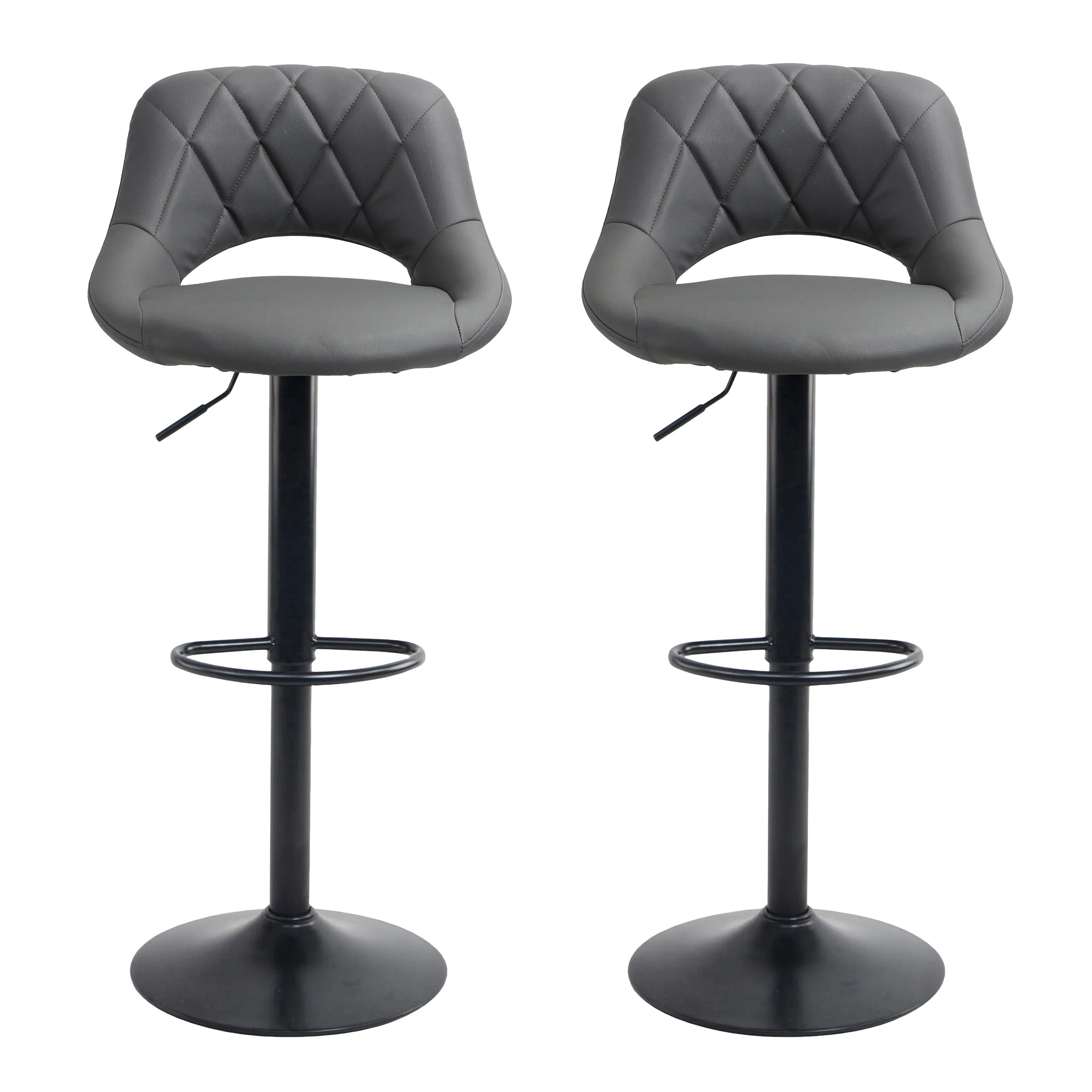 Neo Dark Grey Faux Leather Bar Stools