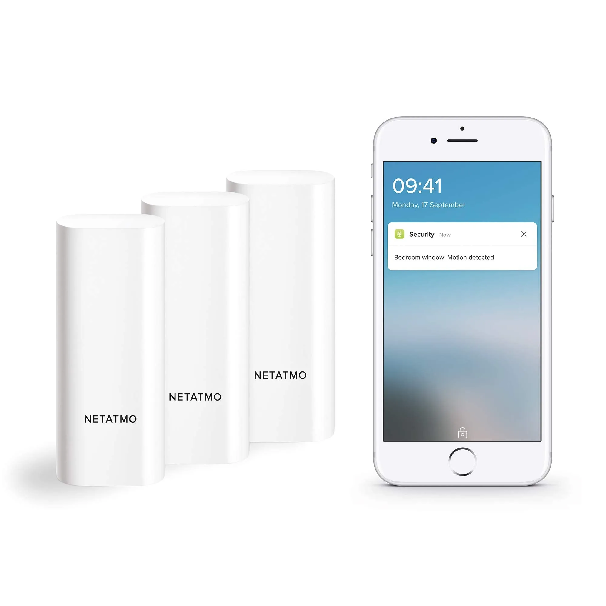 Netatmo Smart Door and Window Sensors, wireless, one-piece, pack of 3, vibration detection, DTG-UK