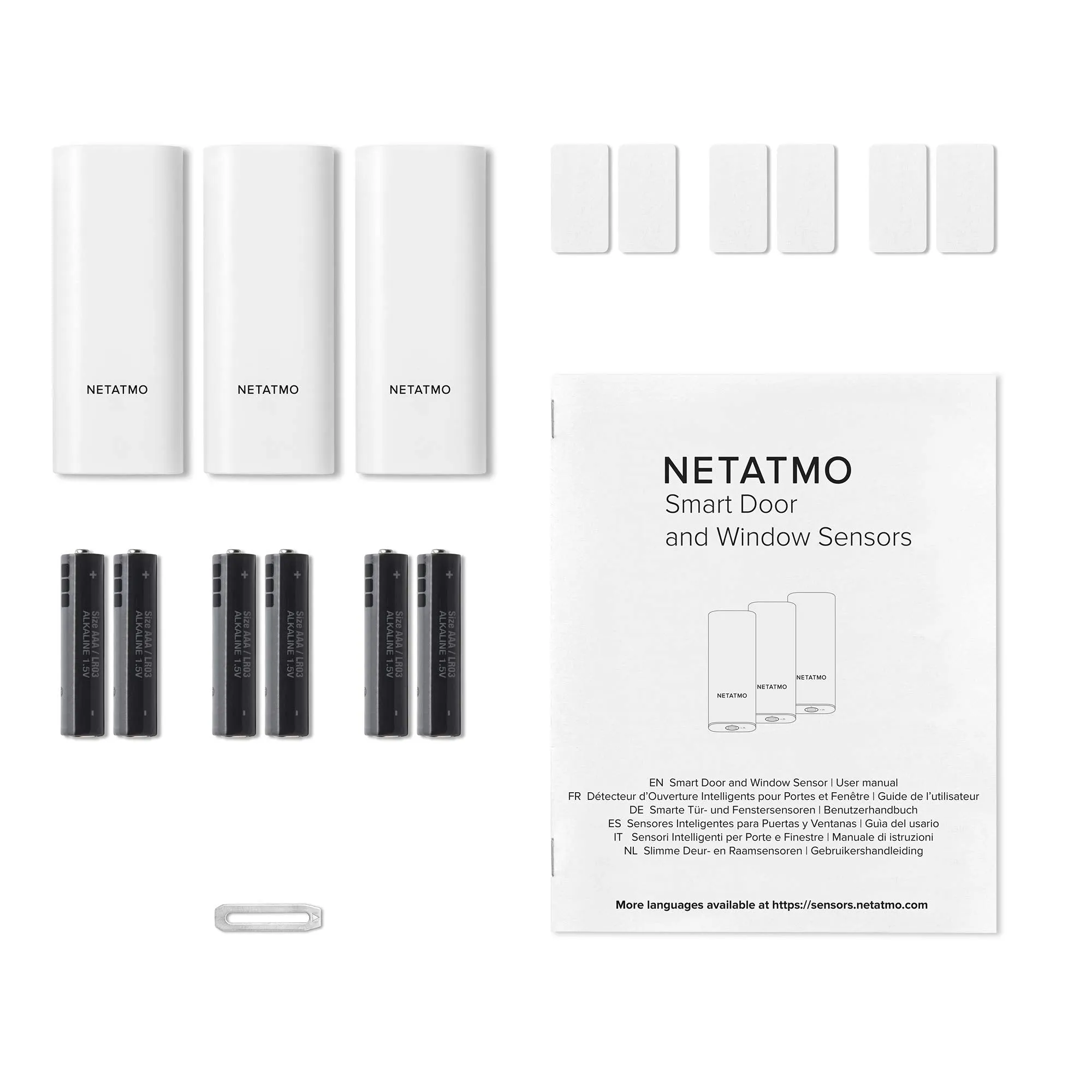 Netatmo Smart Door and Window Sensors, wireless, one-piece, pack of 3, vibration detection, DTG-UK