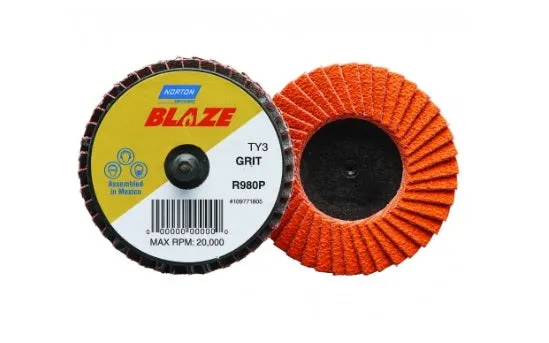 Norton 3" Blaze 60 Grit Roloc Flap Disc 10pk - N77696090152