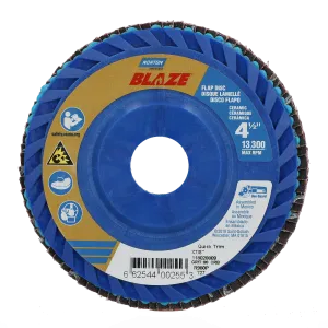 Norton 4-1/2 x 7/8 In. Blaze Plastic Flat Flap Disc T27 80 Grit R980P  10 Count