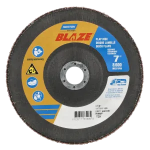 Norton 7 x 7/8 In. Blaze Fiberglass Conical Flap Disc T29 60 Grit R980P CA 10 Count