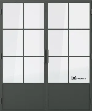 Portamet by Sfarzo - Barcelona Classic Double-Leaf Steel Glazed Crittal Style Door