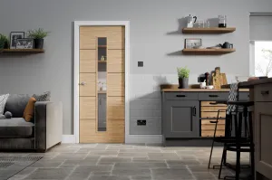 Pre-Assembled Lille Glazed Pre-finished Oak Door Set