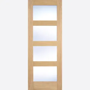 Pre-Assembled Shaker Glazed 4L Clear Un-finished Oak Door Set