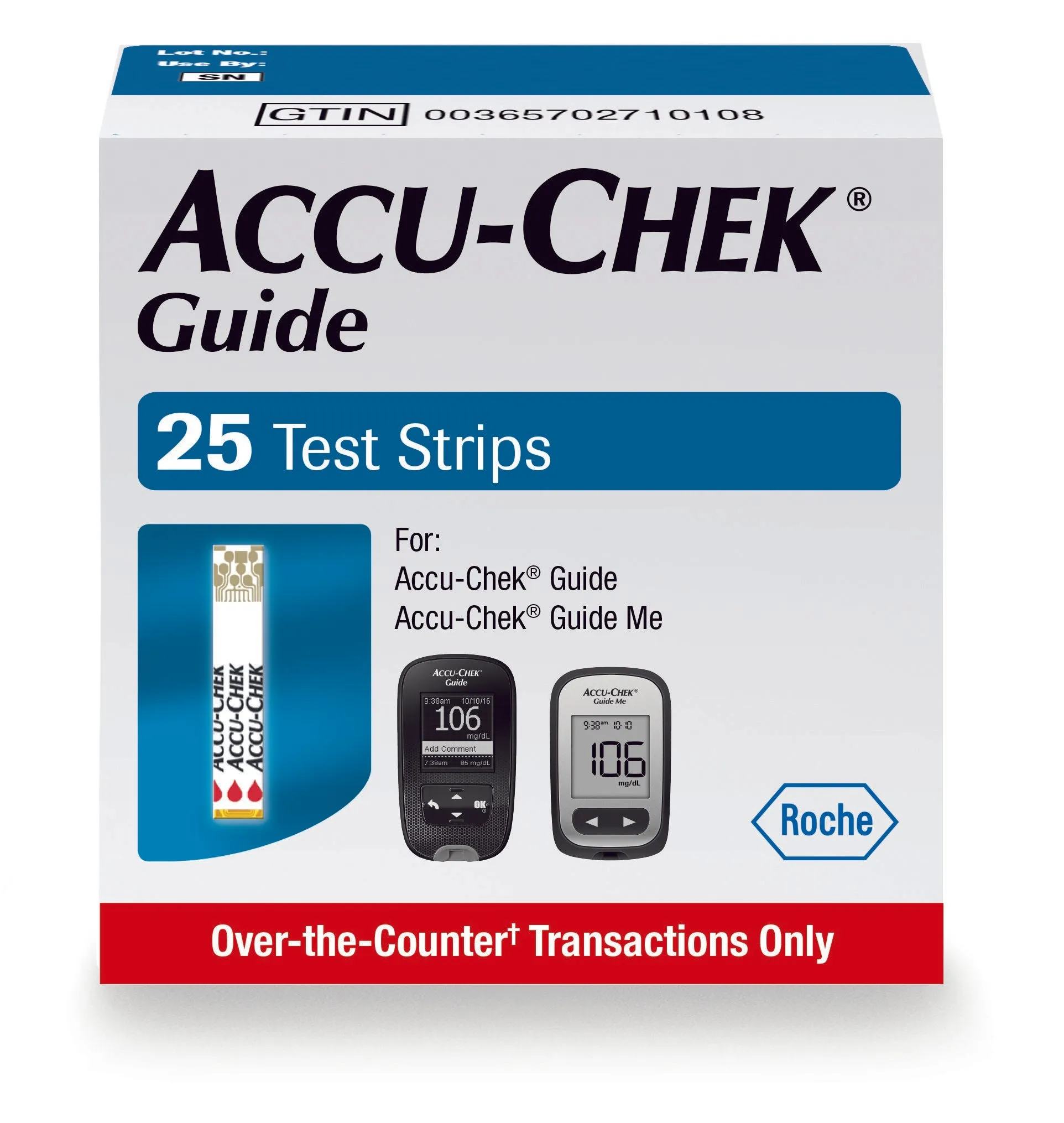 Roche Accu-Chek® Guide Blood Glucose Test Strip, 25 Count