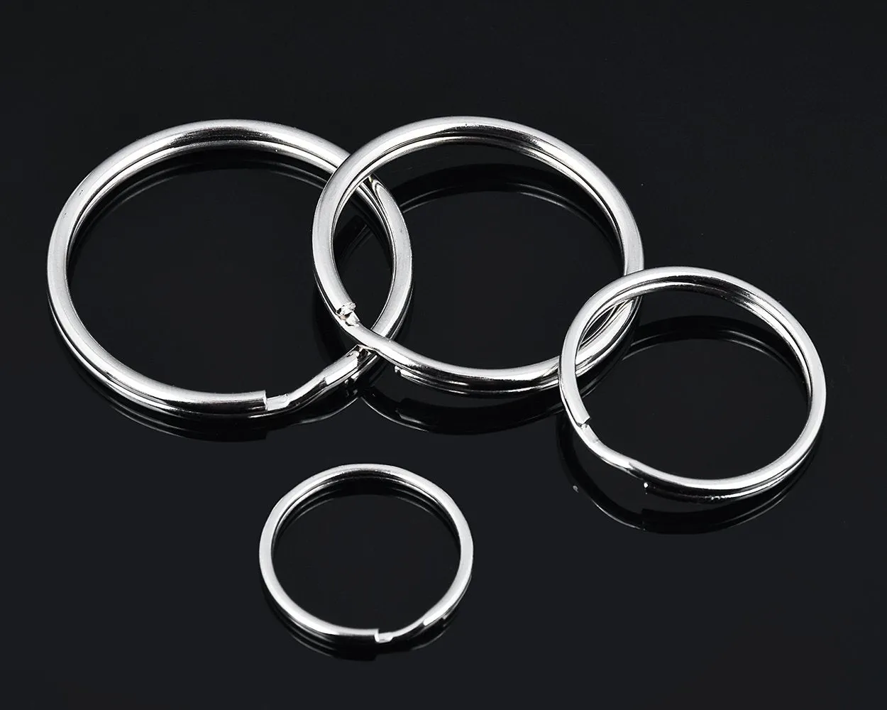 Round Split Key Chain Rings Set of 40 - Silver