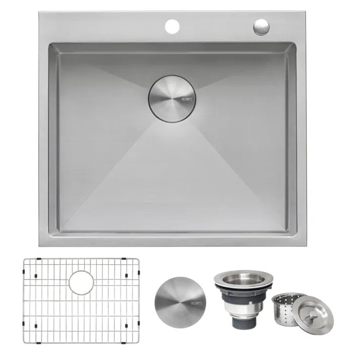 Ruvati 18 x 20 inch Drop-in Topmount Rounded 16 Gauge Stainless Steel Kitchen Sink Single Bowl – RVH8006