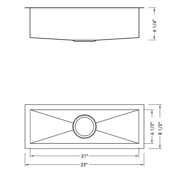 Ruvati 23" x 8" Bar Prep Sink Narrow Trough Undermount 16 Gauge Stainless Steel Single Bowl - RVH7120