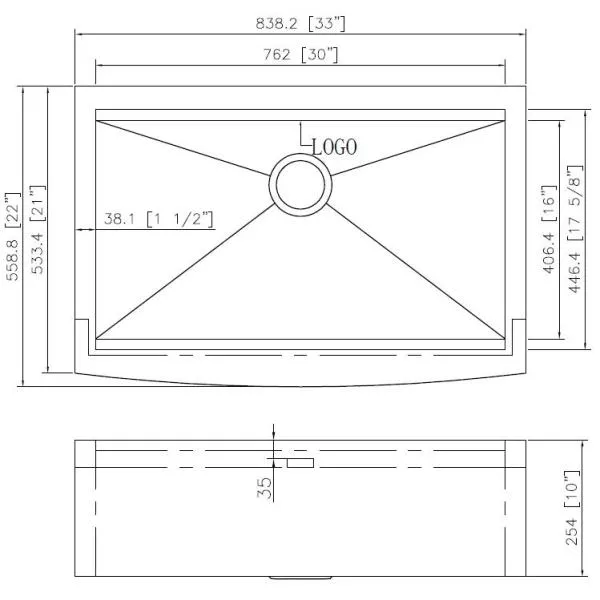 Ruvati 33-inch Apron-front Workstation Farmhouse Kitchen Sink 16 Gauge Stainless Steel Single Bowl - RVH9200