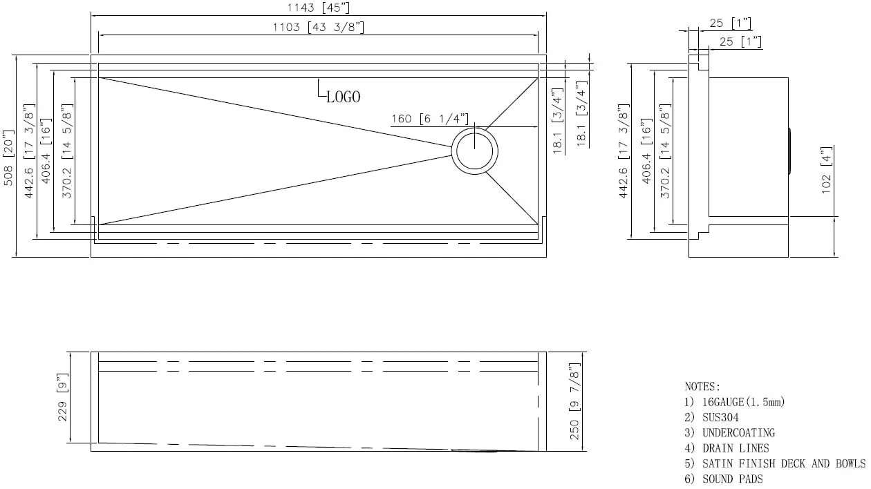 Ruvati 45-inch Workstation Two-Tiered Ledge Kitchen Sink Apron-Front 16 Gauge Stainless Steel – RVH9333