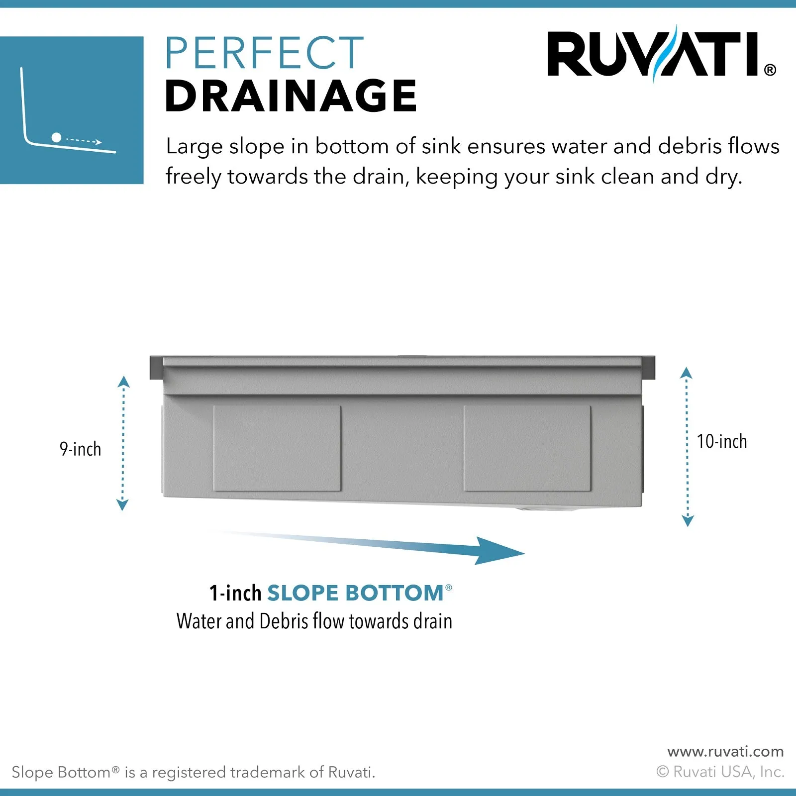 Ruvati 45-inch Workstation Two-Tiered Ledge Kitchen Sink Apron-Front 16 Gauge Stainless Steel – RVH9333