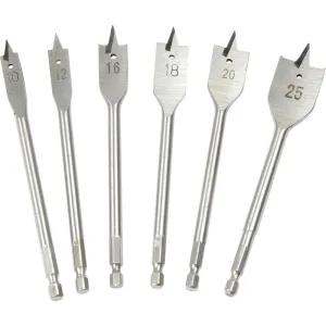 Set of 6 Flat Drill Bit Set For Wood