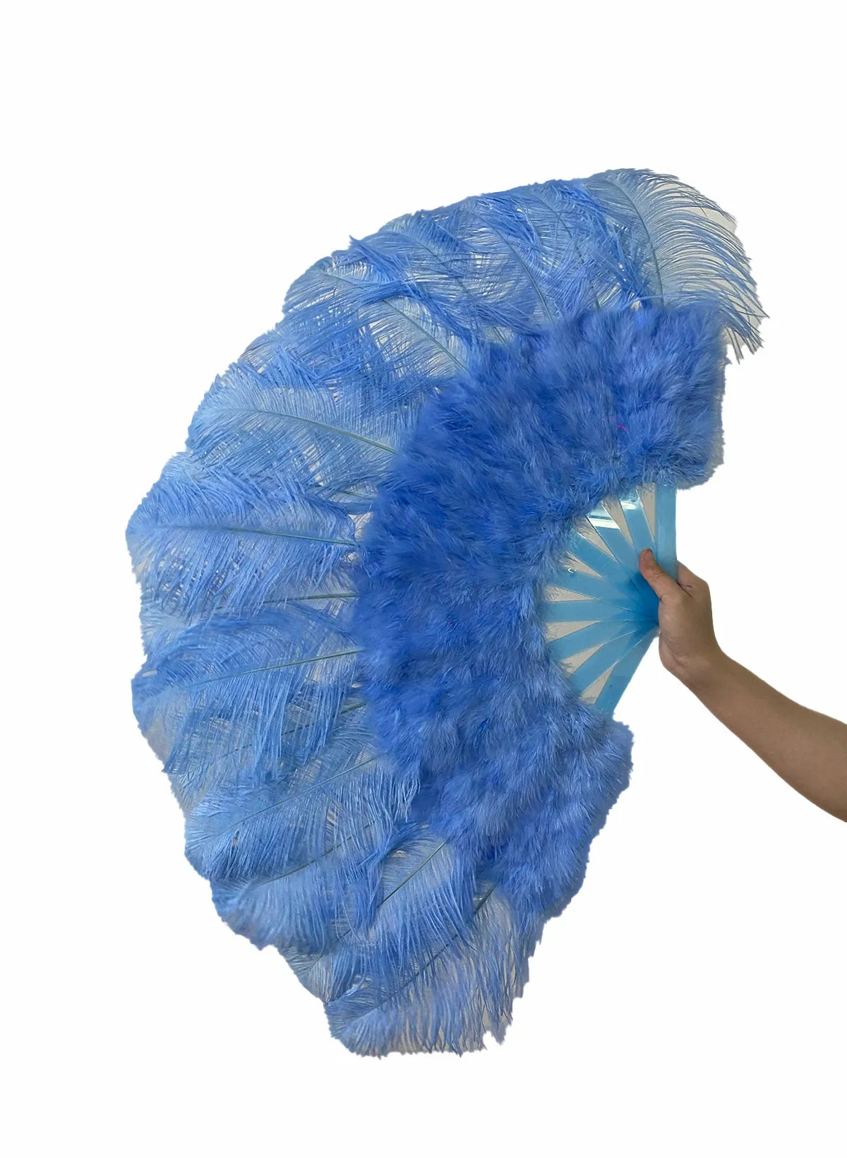 sky blue Marabou Ostrich Feather fan 21"x 38"